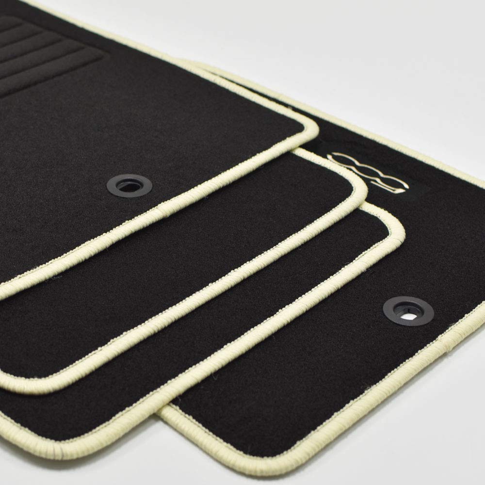 Velours Fußmatten + Kofferraum Set geeignet für FIAT 500 + 500 C Cabrio ab Bj.2007-2013 cr