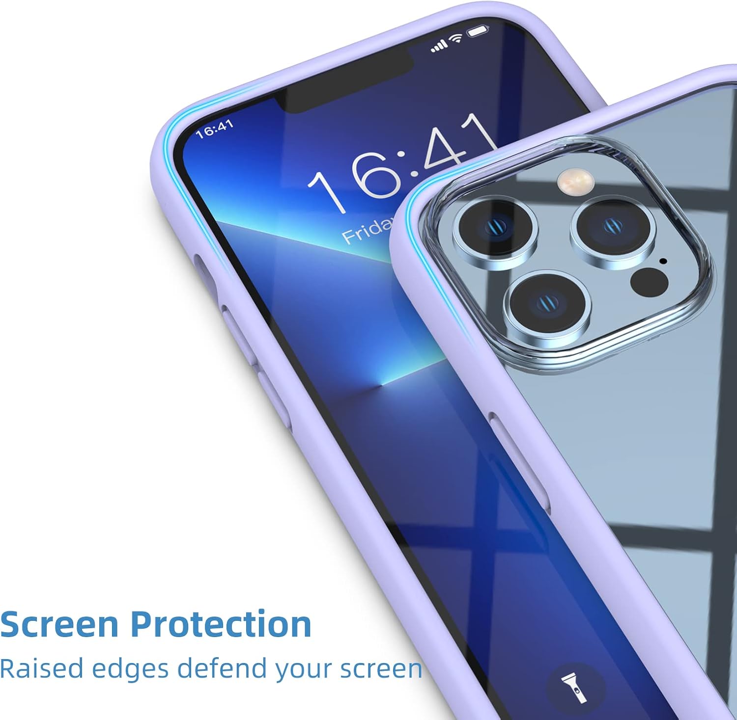 Compatible with iPhone 13 Pro Max Bumper Case 6.7 inch, [Raised Edge Protection][Anti-Silp][Anti-Fingerprint] Soft Slim Protective Frame Bumper Cover Case Come with Hard PC Backplate, Purple