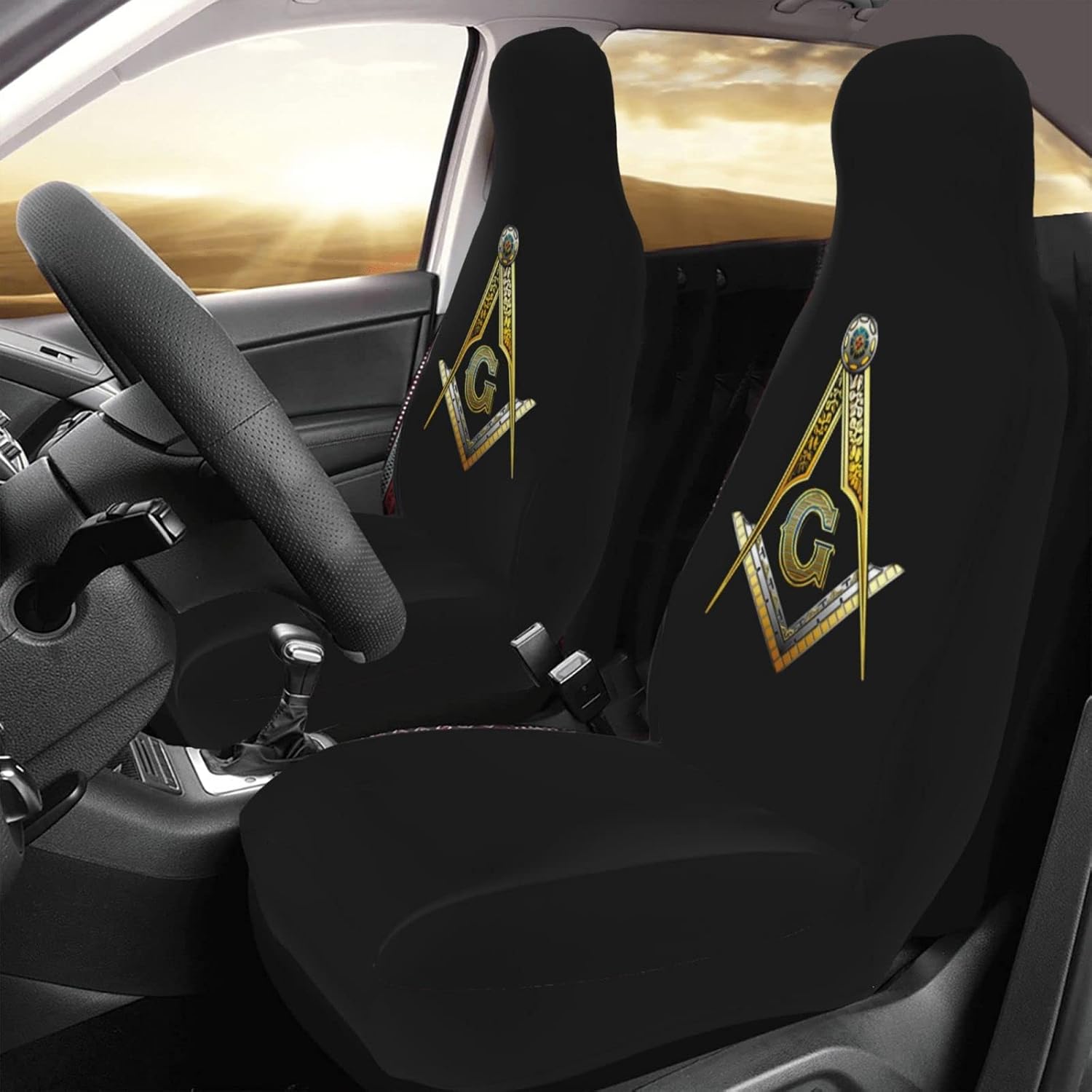 NHJMH Master Masonic Car Seat Cover (Set of 2) Car Front Seat Cover Soft and Comfortable Easy to Install Fits Most Cars, Suvs, Trucks and Vans
