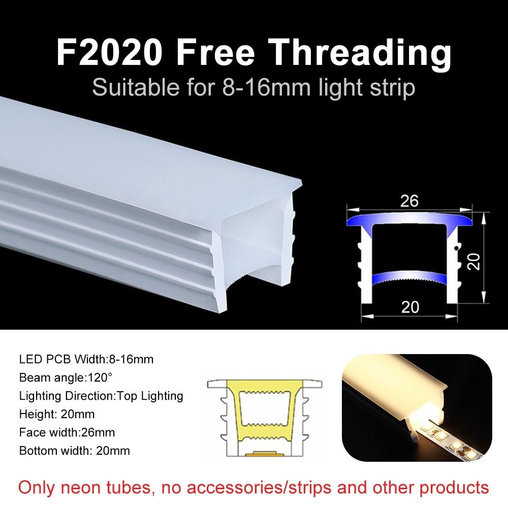 LED-Neon-Silikon-Diffusorrohr – individuelle Längen, lichtblockierend, weich, biegbar, 1 Stück(White,F2020-3meters)