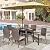 PHI VILLA 7 Pieces Patio Dining Set with Umbrella for 6, 60” Large Metal Iron Dining Table & Cushioned Rattan Wicker Chairs & 13ft Beige Umbrella for Patio, Deck, Yard, Porch