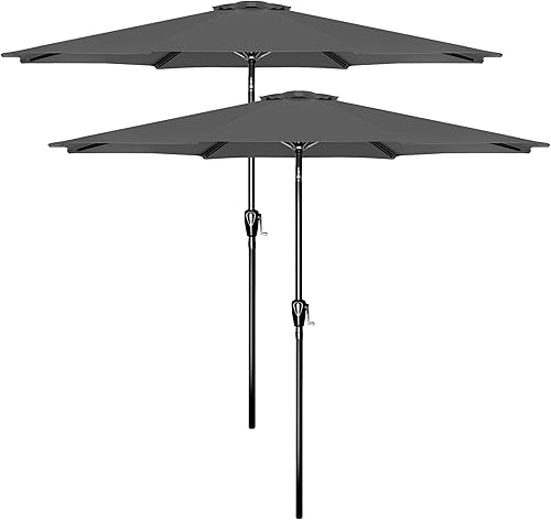 Miniatura 24 de YSSOA Sombrilla de patio de 9 pies con 8 varillas resistentes, paquete de 2 unidades de 9 pies, color rojo, paquete de 2