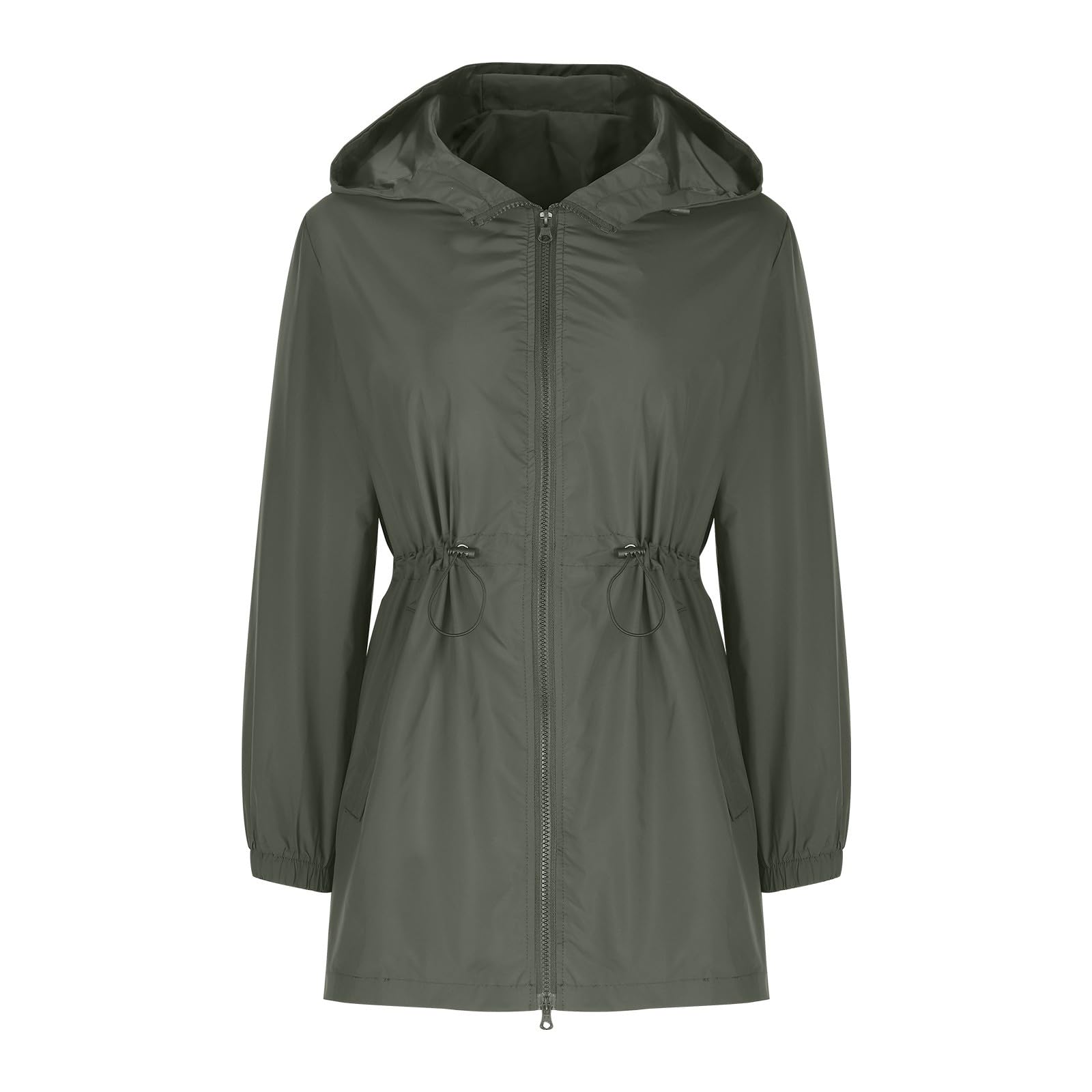 Women Long Raincoat with Hood Outdoor Lightweight Windbreaker Rain Jacket Waterproof Hiking Casual Softshell Jackets #1 Best Seller-1-army Green X-Large