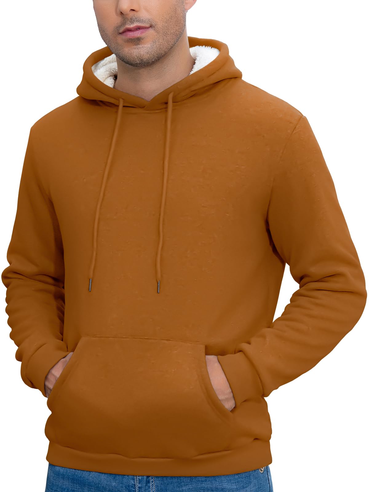 Vorvowry Fleecepullover Herren Fleece Hoodie Warm Gefütterter Thermo Sherpa Kapuzenpullover mit Kängurutasche Dicker Winterpullover Herren