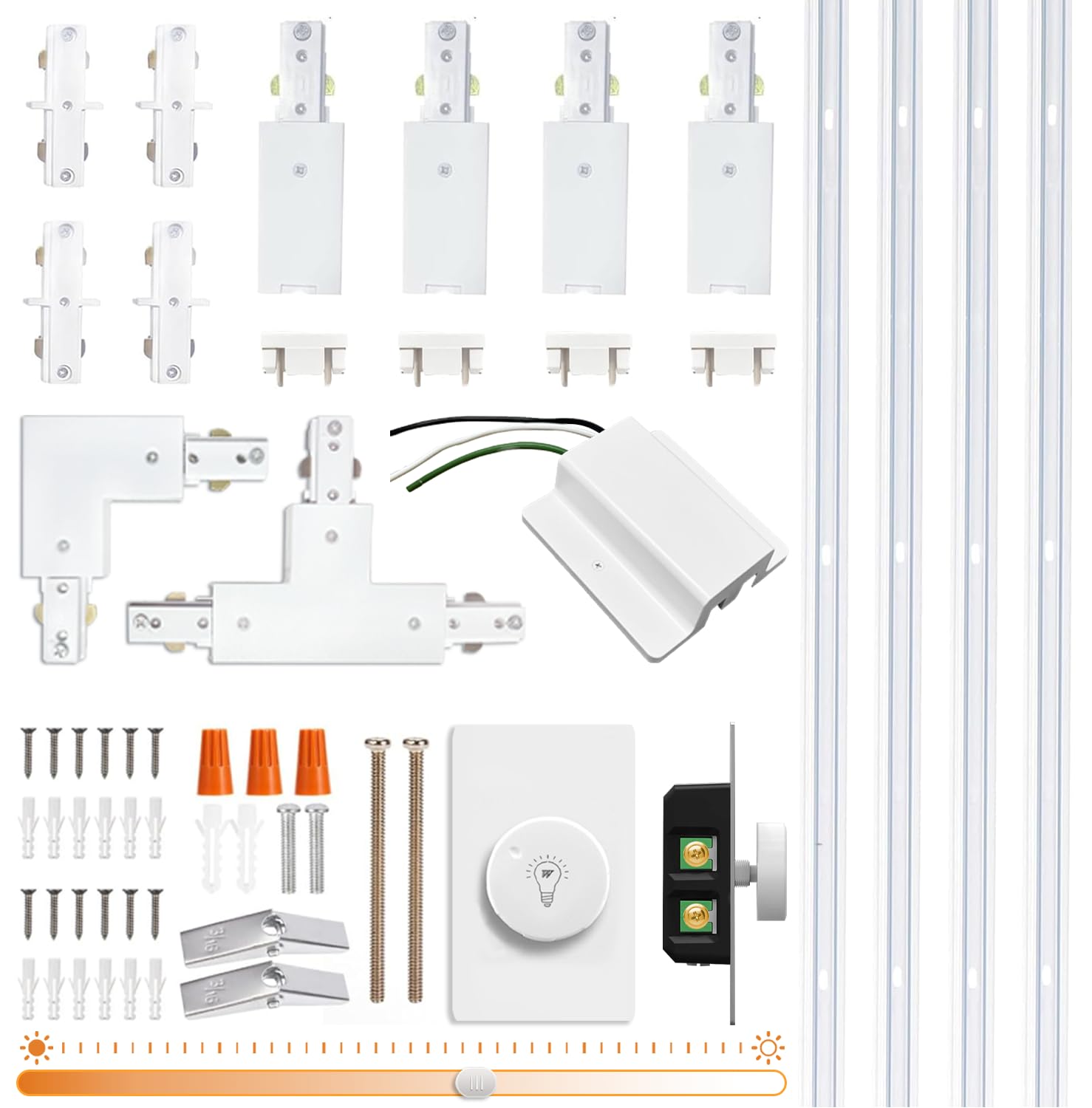 White H Type Track Lighting Rails &amp; Accessories Kit