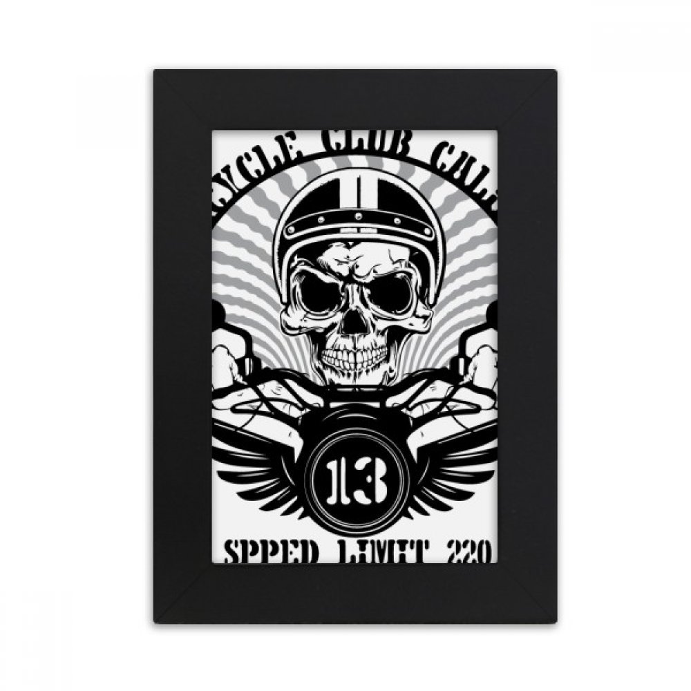 Cadre photo noir moto indien squelette pour bureau rock et déco originale