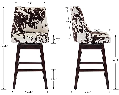 Miniatura 3 de chairus Juego de 2 sillas de bar giratorias de altura de mostrador, taburetes de bar modernos de mediados de siglo de 27 pulgadas con patas de