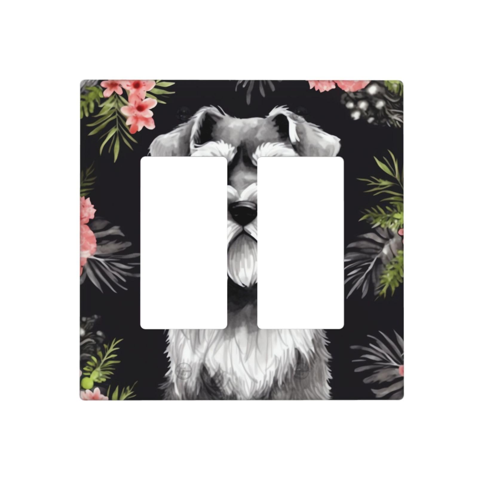 Decorator Wall Plate 2 Gang Light Switch Covers Schnauzer Wallplate Double Toggle Switch Plate Standard Size Electrical Outlet Covers Decorative Wall Switch Plate Cover