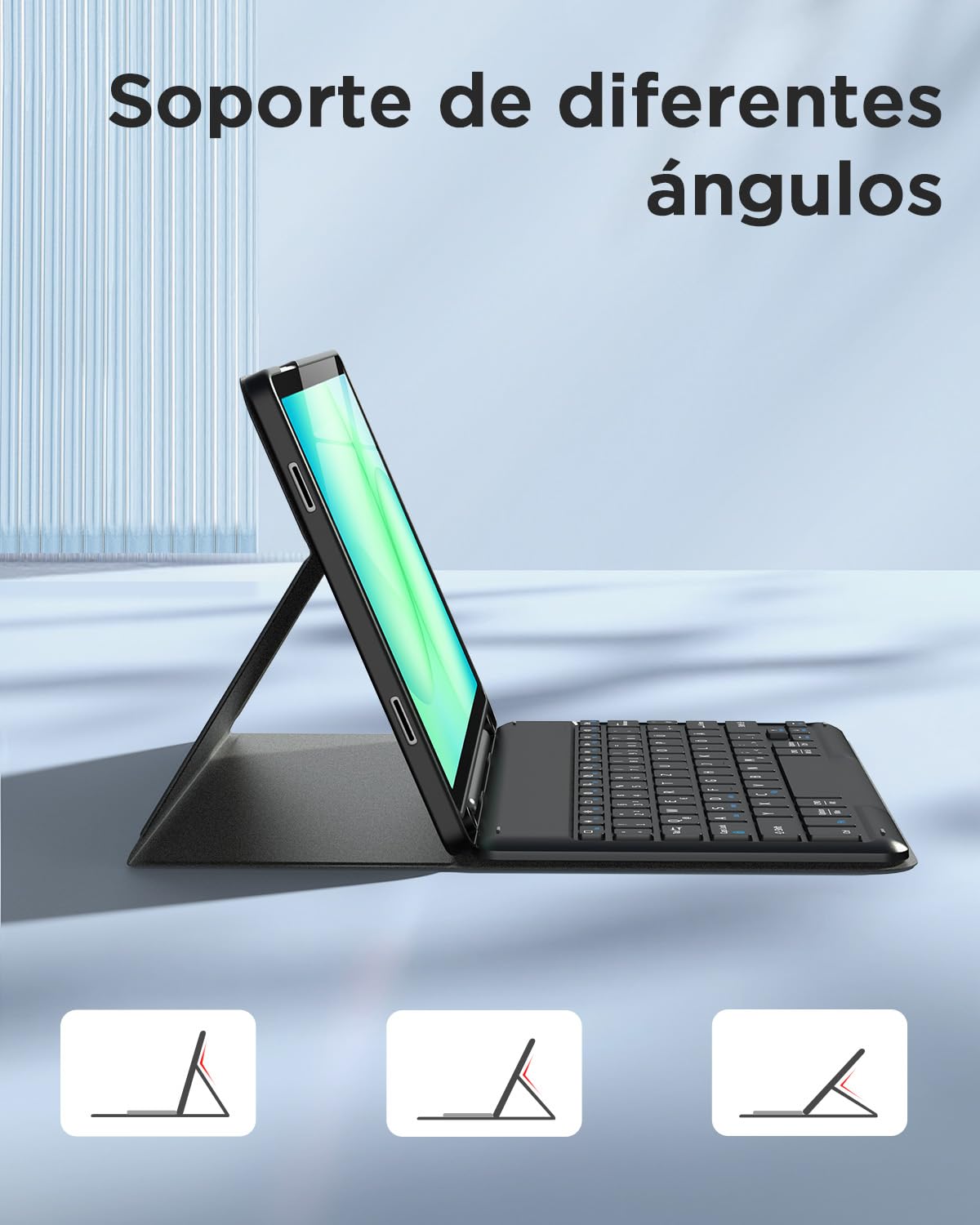 EasyAcc Funda con Teclado para Samsung Galaxy Tab A11 Plus / A9 Plus de 11 Pulgadas 2025/2023 con Película Protectora, Funda Protectora para Teclado Extraíble con Portalápices, Negro