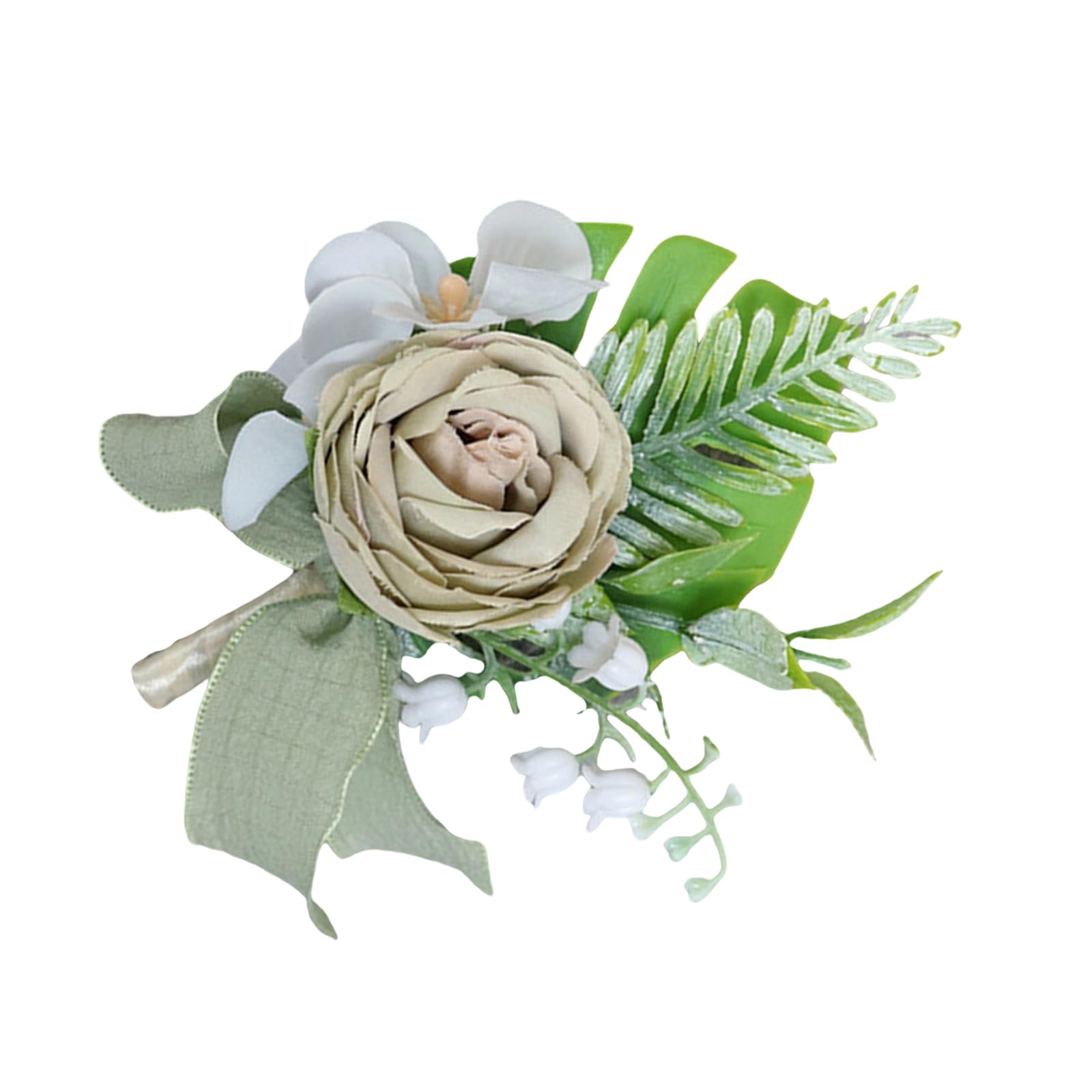 alloneslife Artificial Flower Boutonniere Wedding Corsage for Bride Bridesmaid Groom Groomsmen Formal Meeting Ceremony Chest Flower Artificial Silk