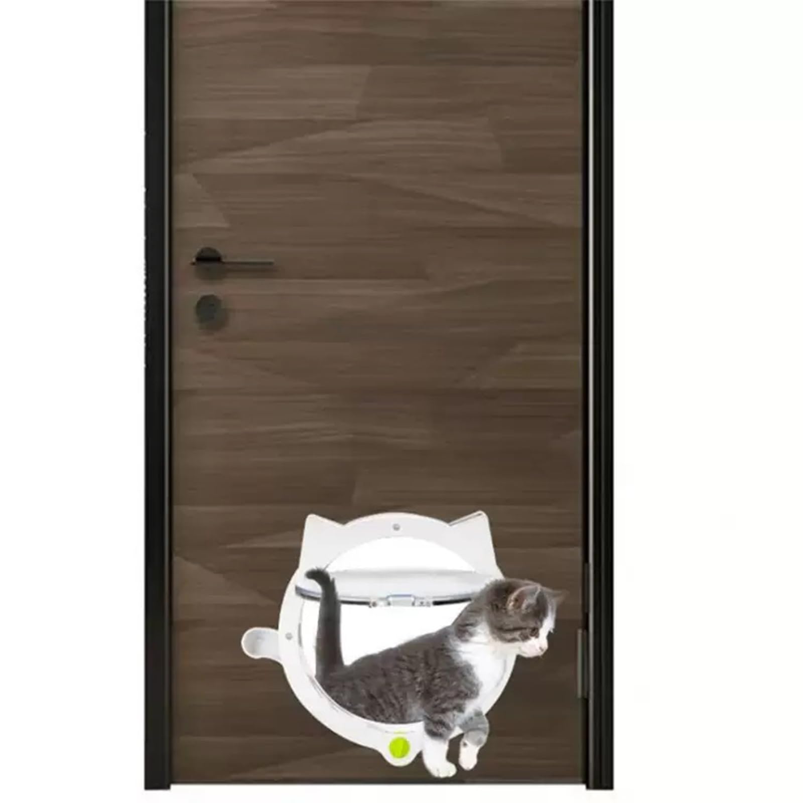 Katzenklappe mit 4-Wege-Verriegelung, wetterfeste Haustierklappe for Innentüren, Innendurchmesser 20,8 cm, for Innentüren oder Fenster aus Holz/Glas/Metall, (White)