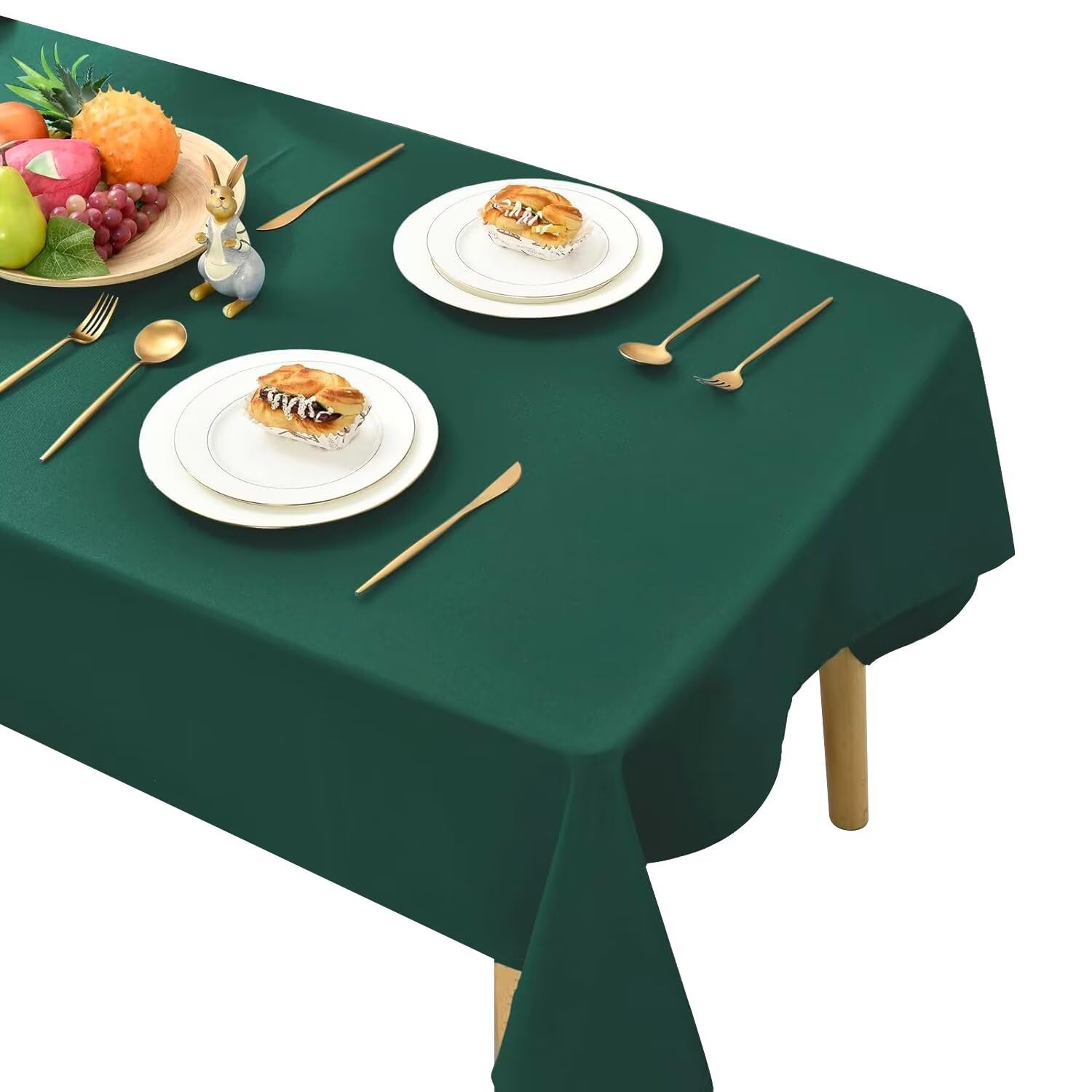 Hiasan Tovaglia liscia, antimacchia, con effetto loto, leggera, impermeabile, 150 x 300 cm （Rettangolo）, Verde Scuro