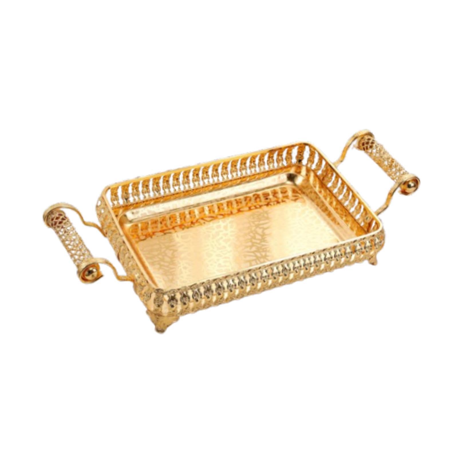 perfk Servire Porta a Vassoio da 45x20 cm Rettangolo di Trucco del organizzatore di Manici per Eventi di Nozze per Shower Anniversario, Oro