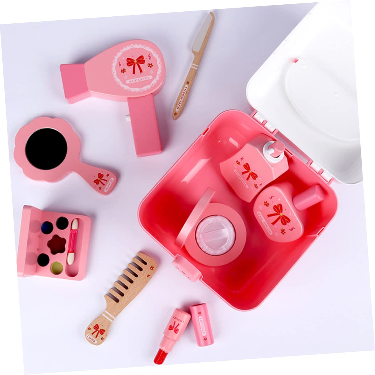 BESTonZON 1 Jeu Coffret Maquillage Enfant Trousse de Maquillage de Princesse Valise pour Enfants Trousse Enfant Jouets pour Filles Jouet de Filles Jouet pour Enfants de la Maison goûter Rose