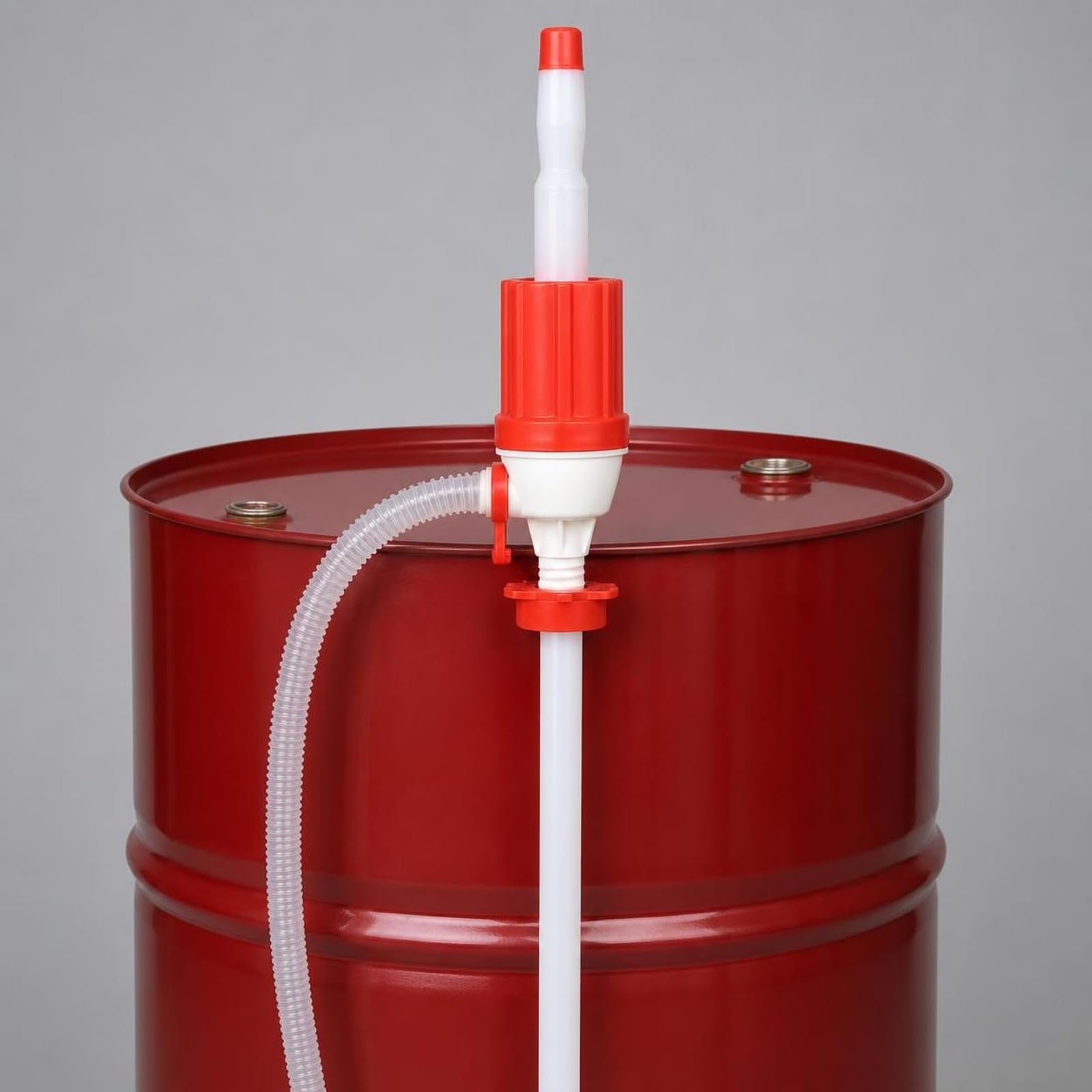Pompa Manuale Olio Estrattore Sifone Dispenser Travaso Portatile per Svuotare Fusti E Contenitori Senza Elettricità con, Rosso 307 Grammi, Per Fusti Da 200 Litri