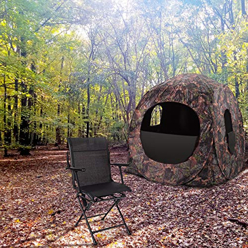 GYMAX Hunting Chair, 360 Degree Swivel Hunting Blind Chair with Carry