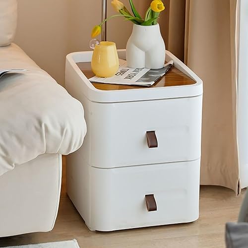 Moderna Mesita De Noche Dormitorio, Mesita De Noche De Plástico, Mesas Laterales Dormitorio, Material PP (Color  2 Capas, Tamaño 35.5cm13.9in)