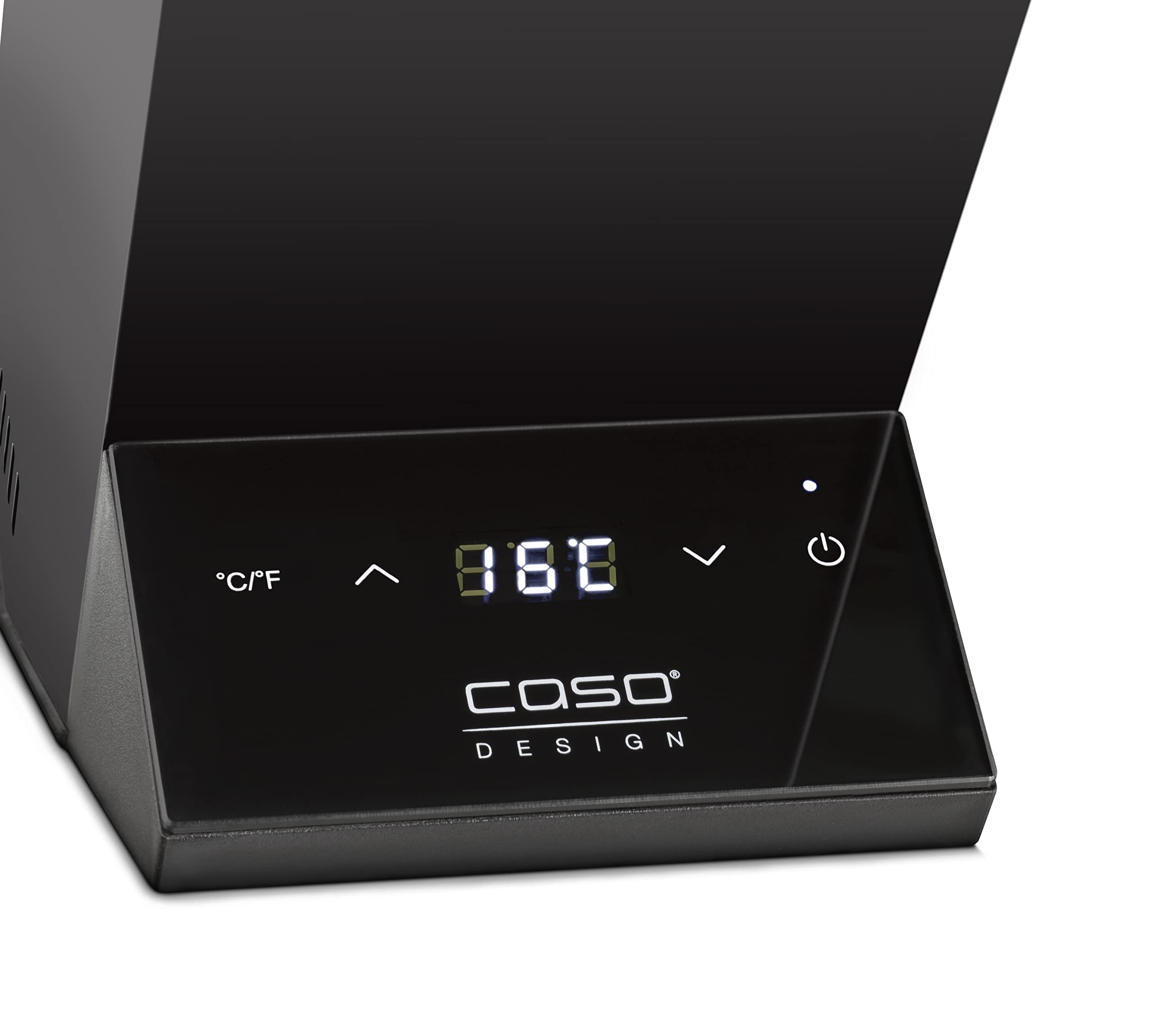 CASO WineCase One Black - Enfriador de vino para una botella, rango de temperatura de 5 – 18 °C, para botellas de hasta 9 cm de diámetro, control táctil, carcasa de acero inoxidable, negro