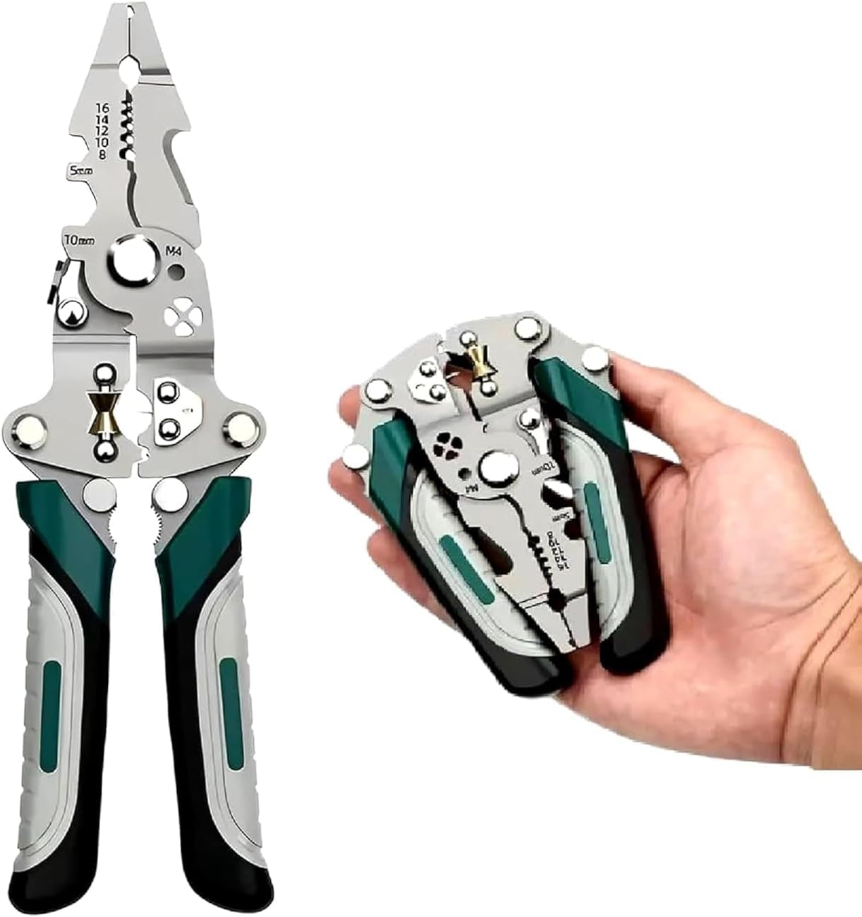 - All in 1 Multifunction Wire Stripper Tool, Stainless Steel Wire Cutter, Wire Crimper and Cable Stripper Pliers with Cutting and Crimping Function, Professional Electrician Wiring Hand Tool