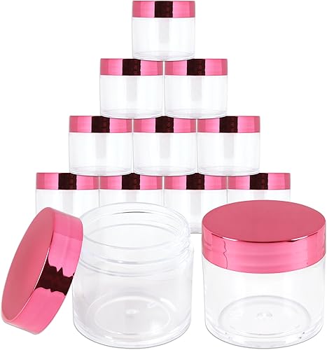 Beauticom 12 recipientes transparentes redondos de acrílico de 1 onza con tapa superior plana, para cremas, lociones, maquillajes, cosméticos,