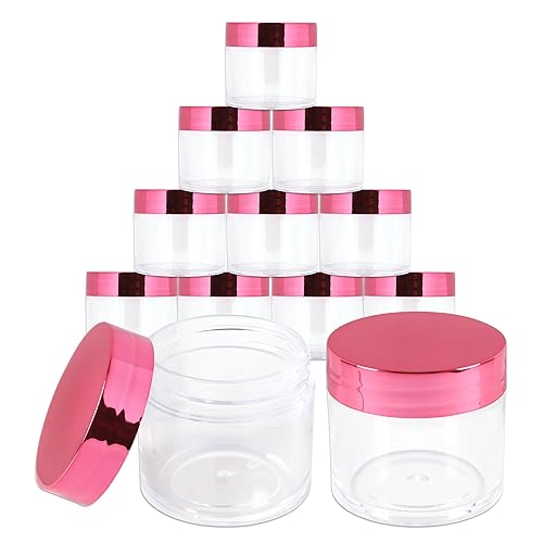 Beauticom 1.06 oz1.0 fl oz (1 fl. oz.) Tarros de plástico transparente de doble pared a prueba de fugas con tapas superiores planas para cremas,