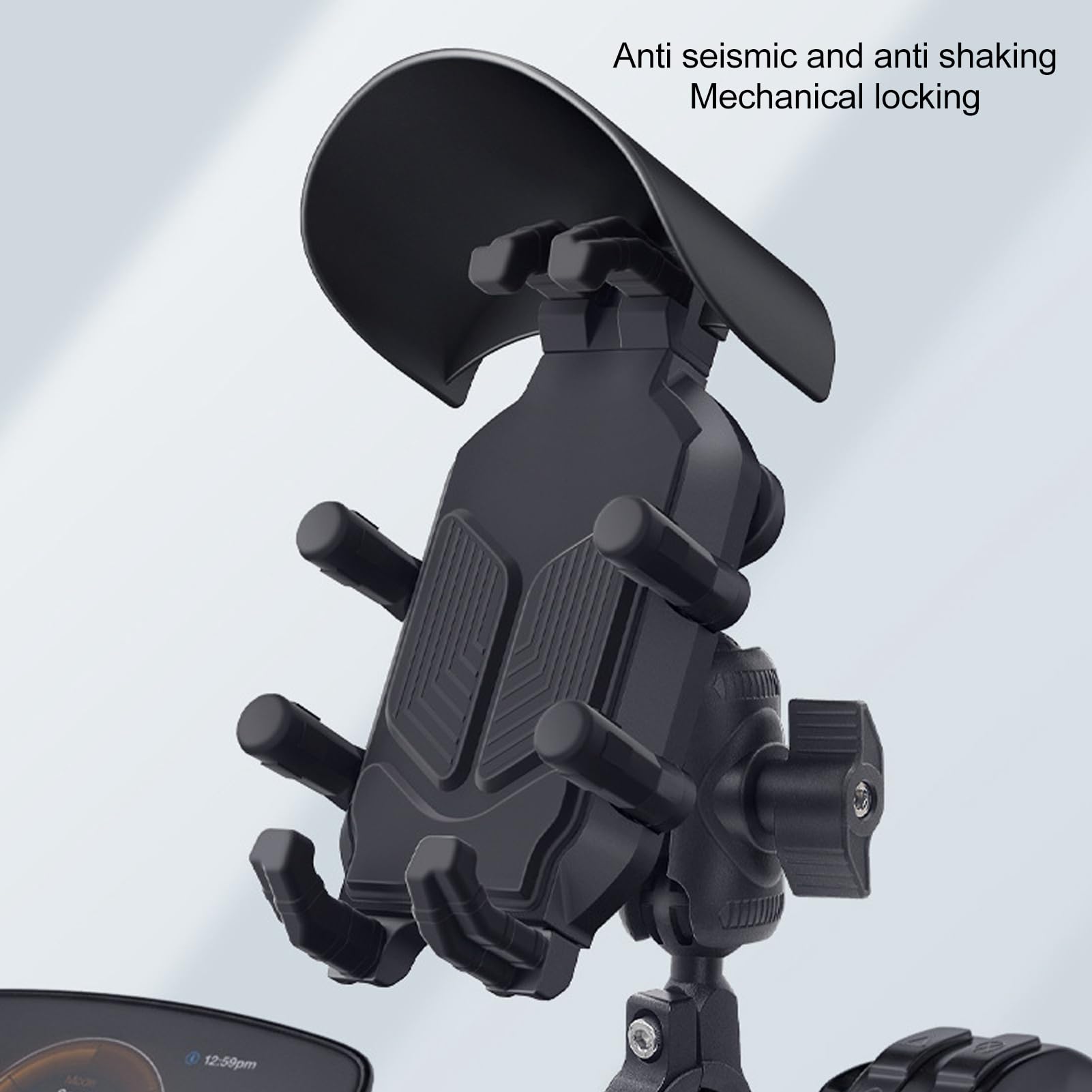 Supporto Sicuro per Telefono per Moto - Supporto antifurto con Cuscinetto in Silicone per Assorbimento degli Urti a 8 Artigli per Manubri da 11 a 27 mm, Ideale per