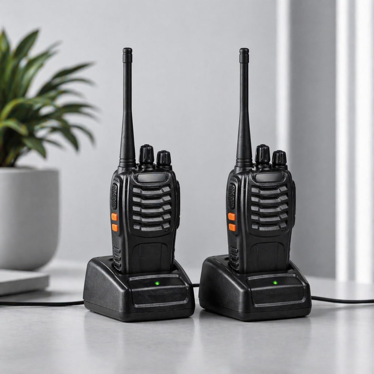 Walkie Talkie Professionali 2 Pezzi Bdit Accessori con Auricolari, Base di Ricarica, Lungo Raggio, Radio Ricetrasmittente Portatile per Sicurezza, Magazzino, Cantiere, Hotel