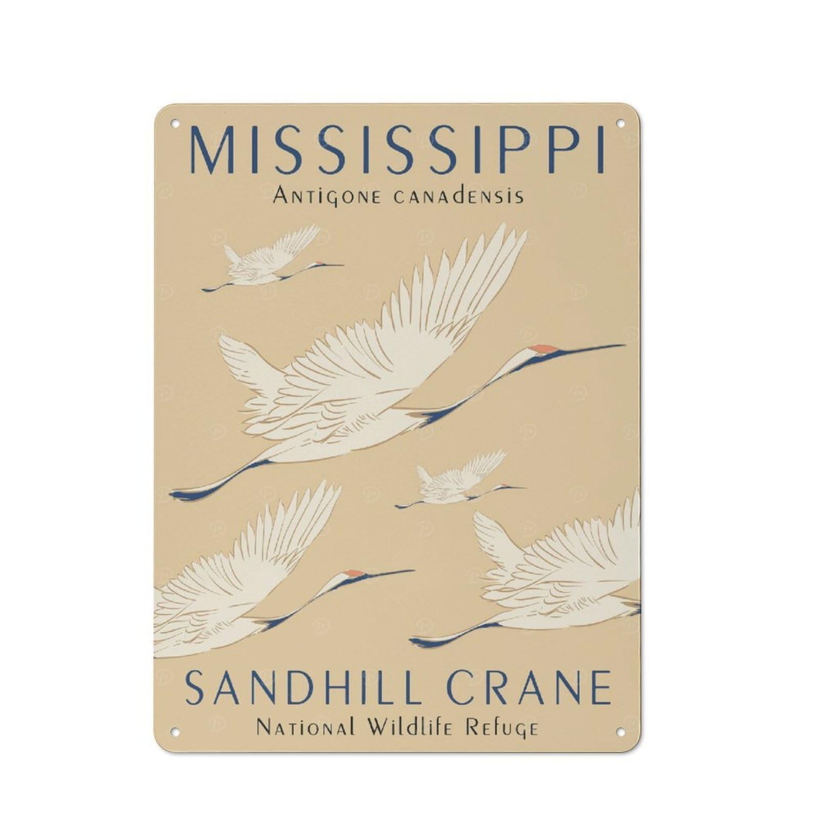 Junmoney Style Mississippi Sandhill Crane Vintage Metal Sign 40X30cm, Retro Classic Pub Decor For Cafe, Pub, Workshop Or Home Bar