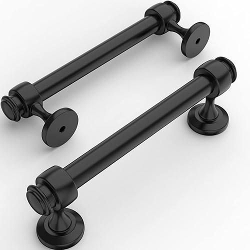 Miniatura 8 de Amerdeco Paquete de 10 tiradores negros + acrílicos para armarios de 3 pulgadas (2.992 in) con agujeros centrales, manijas de gabinete de cocina,