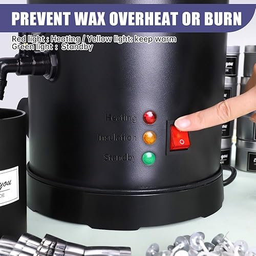 Miniatura 6 de TOAUTO WMF-5L - Derretidor de cera para hacer velas, olla de fusión de cera de vela con boquilla de vertido más rápido y controlador de temperatura,