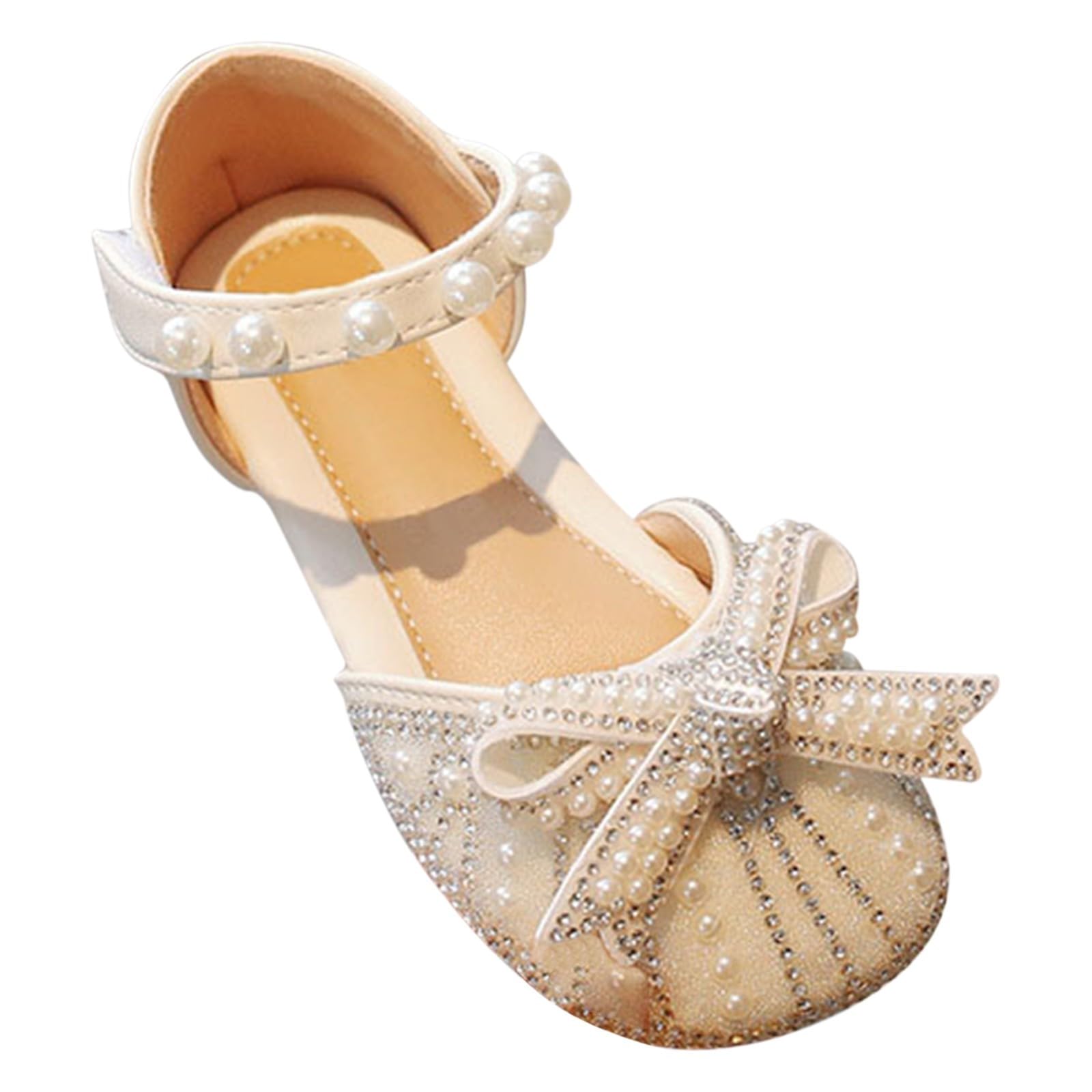 girls sandles Cute Bow Mary Jane Shoes Ballerina with Satin Ankle Tie for Wedding Birthday (White, 12.5 Little Child)