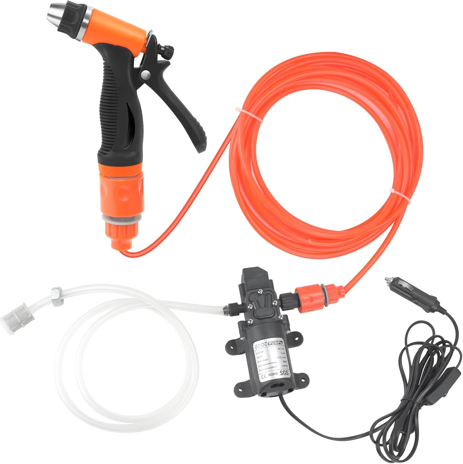 Portable 12v Car High Pressure Washer 80W 130PSI Electric Washer Pump