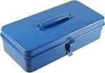 Metal Tool Storage Box with Handle and Latch Closure, 14inches Portable Tool Case with Lid, Large Capacity Hardware Part Locking Organiser Box for Household Workshop Car (Red)