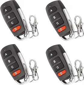 Controle remoto de porta de garagem duplicador universal, 433,92 MHz para portões e portões elétricos - chaveiro de controle remoto de clonagem (4 peças)