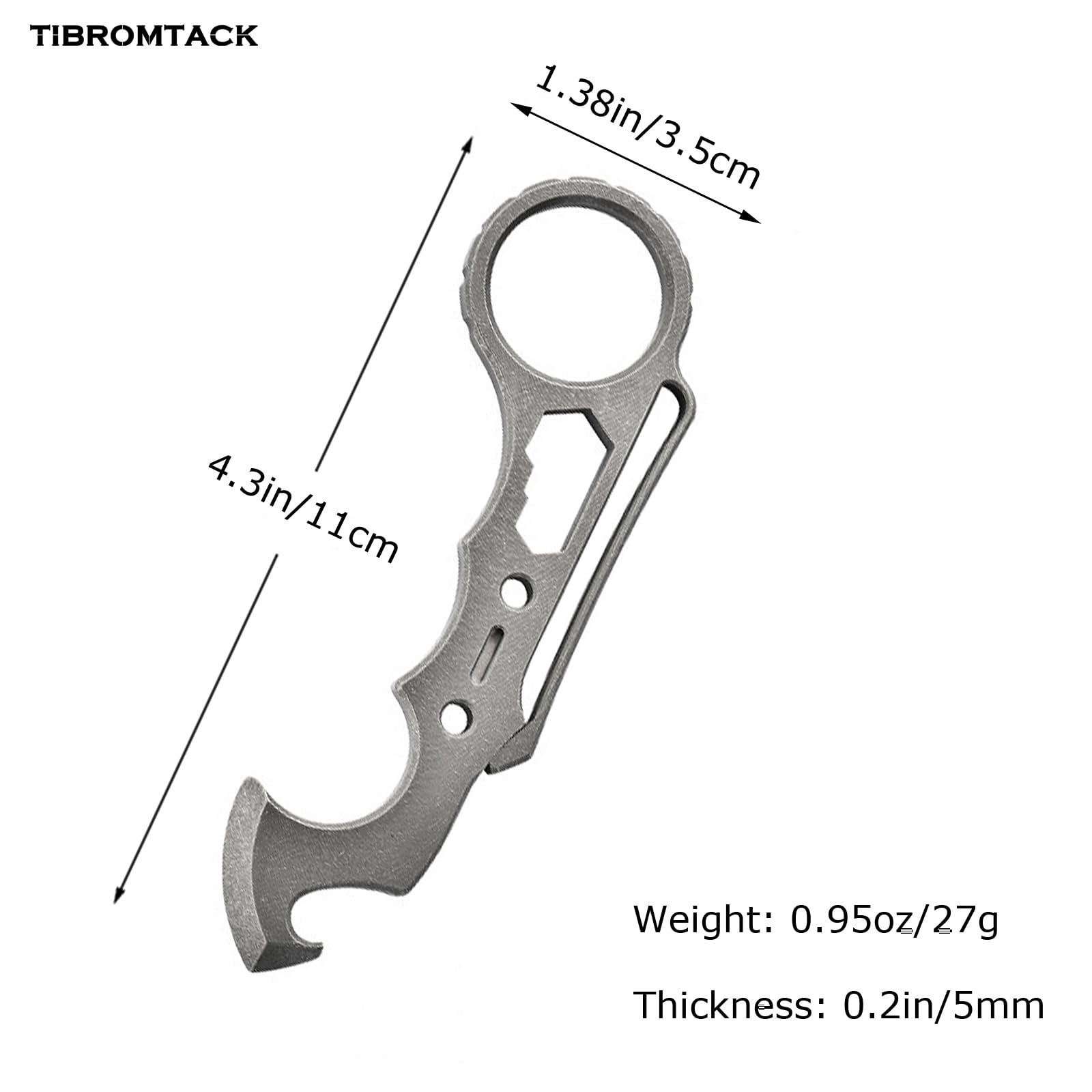 Titan EDC Pry Bar, Multifunktionswerkzeug mit Flaschenöffner & Schraubendreher, 4,3 Zoll leichtes Hebelwerkzeug mit Aufhängeloch für Outdoor Camping täglichen Gebrauch (Waschen von Steinen)