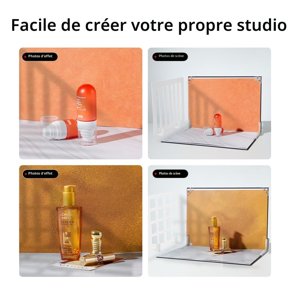 Kit de 12 Toiles de Fond pour Photographie Alimentaire, 24 Motifs, Fond de Table 40,6 x 29,2 cm