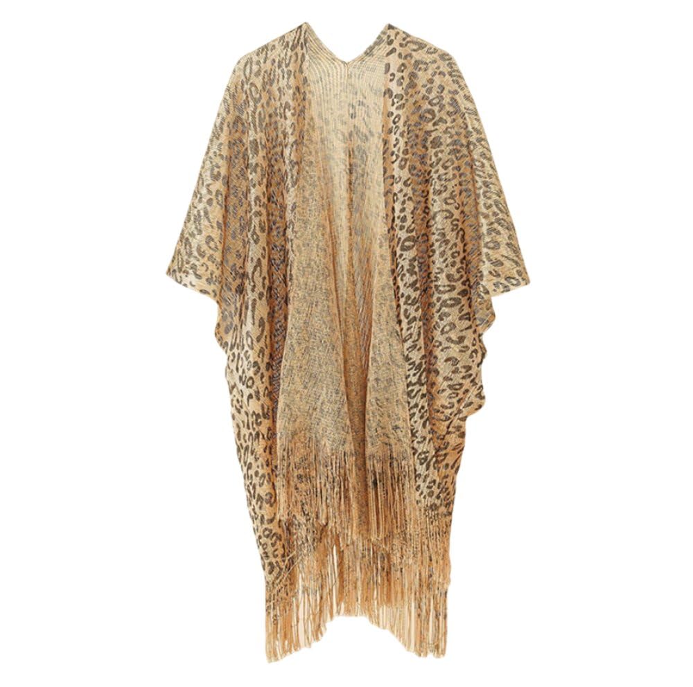 FWSHANGMAO Kimono De Playa De Verano para Mujer,Bikini Suelto con Estampado De Leopardo Chaqueta De Kimono Transparente con Manga De Murciélago Poncho Informal para El Sol Vestido De Playa Ligero