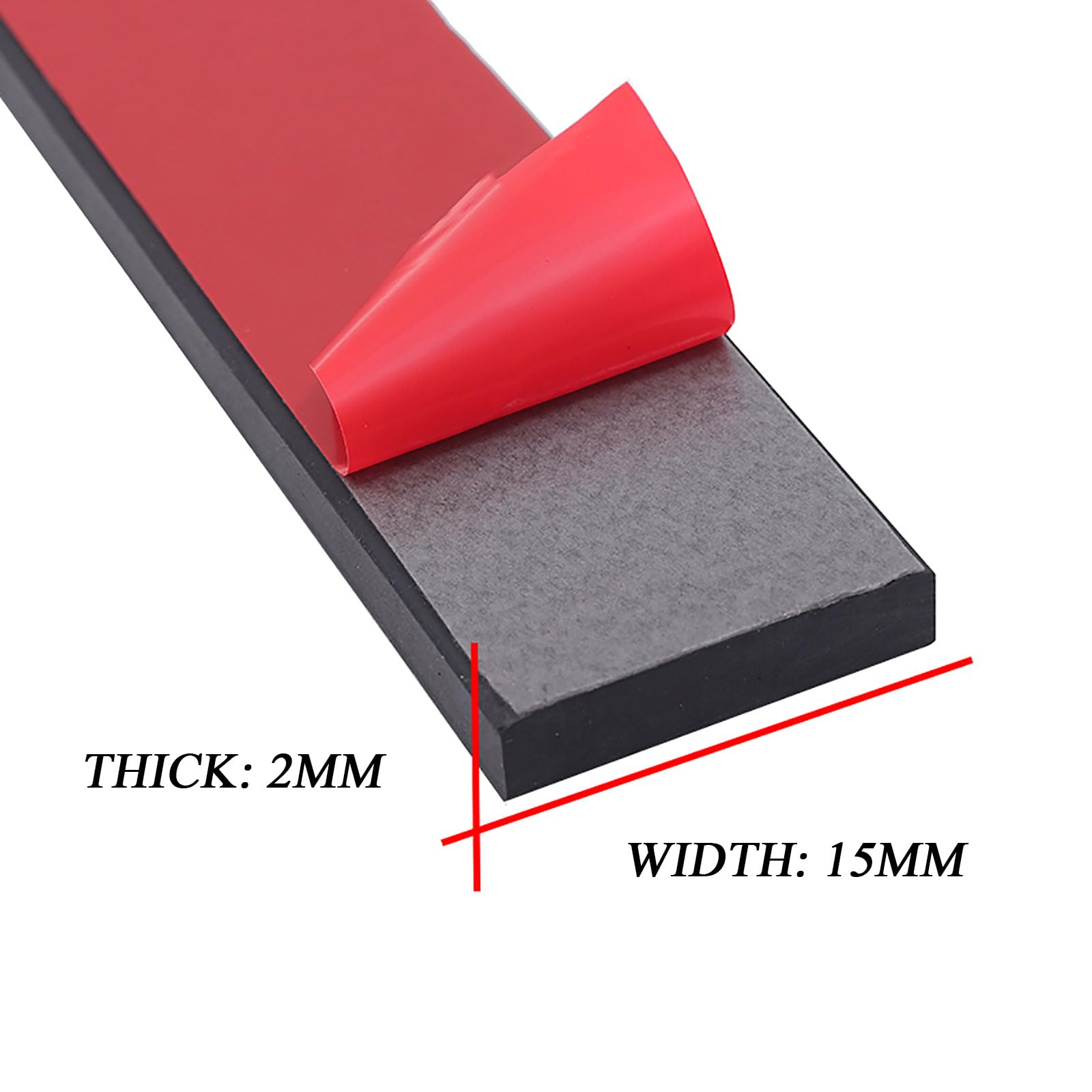 COYOUCO Neoprene Rubber Strips, 2Mm Thick 2M Long Adhesive Rubber Strips, Rubber Sticky Rolls for DIY Gaskets Pads Seals,15mm