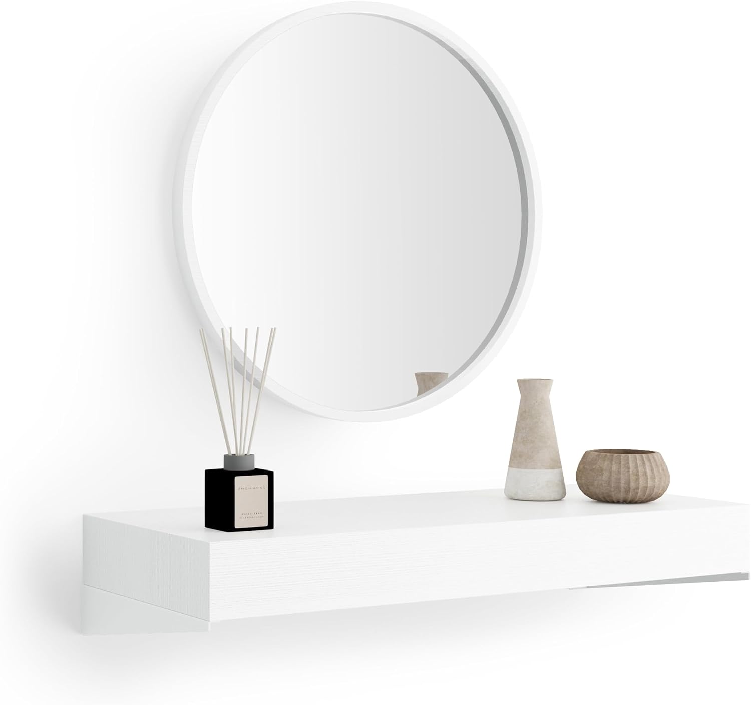 Mobili Fiver, Floating Console Table Evolution 35.43 x 15.74 in, Ashwood White, NO, Display Table for Hallway and Living Room, Console Table for Entryway, Italian Furniture