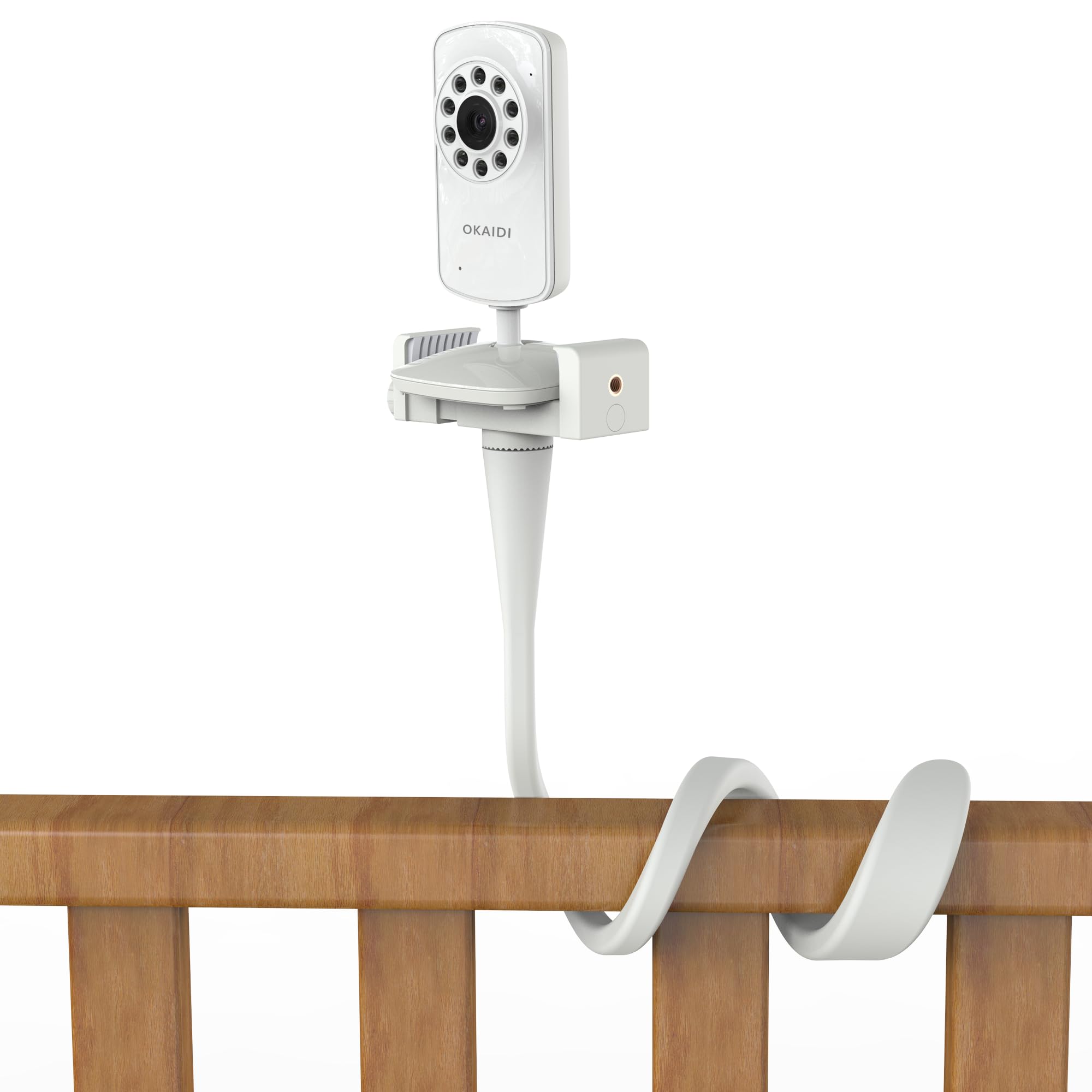 OKAIDI Baby Monitor Stand, Compatible with OD8021/OD8038 and Most Light-Weight Type Baby Cameras, Universal Baby Monitor Holder for Crib, Suitable for Smartphone, Bed Phone Holder, No Wall Damage