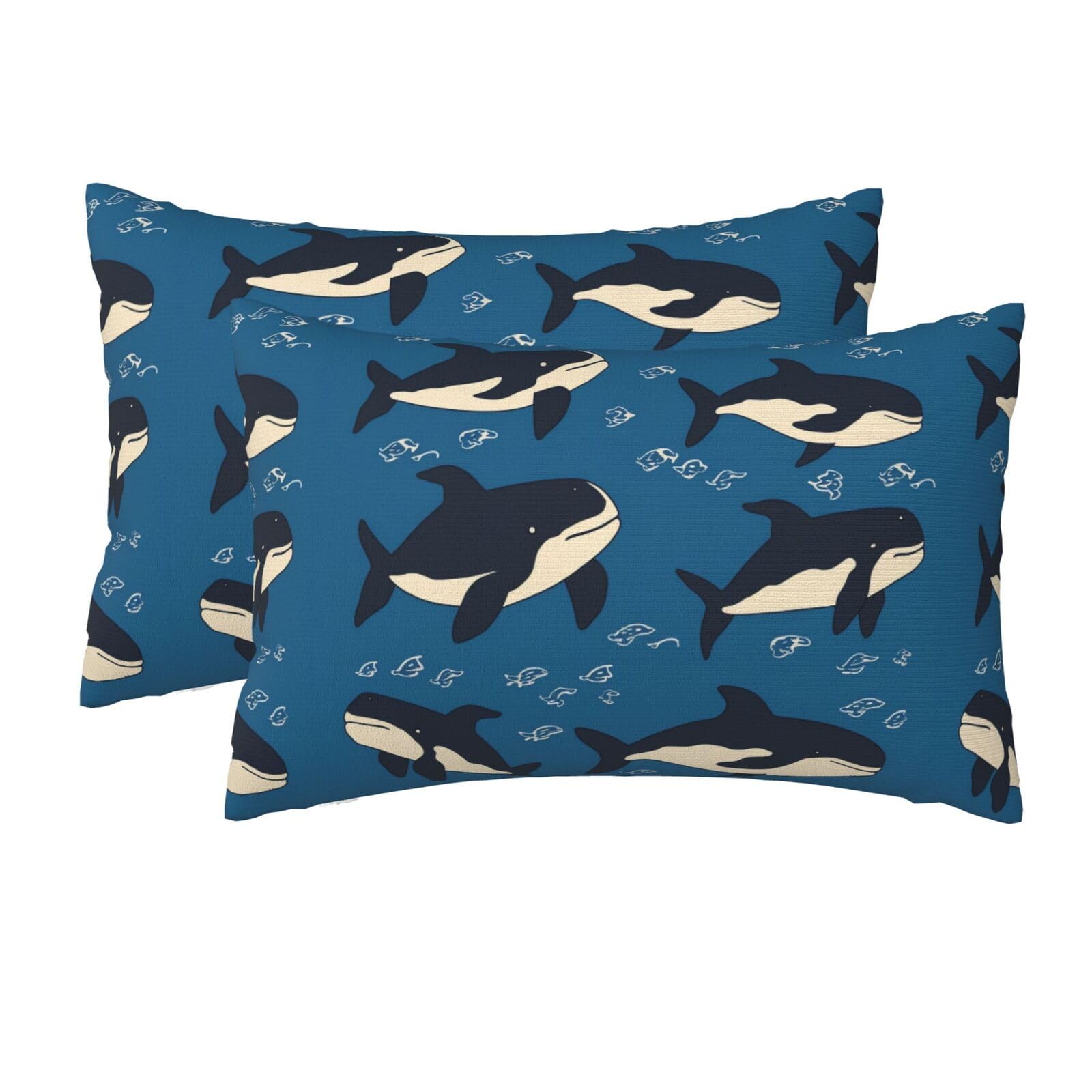 2 Pack Queen Size Pillow Cases for Hair and Skin Soft Breathable Pillow Case Covers with Hidden Zipper Whale Pillowcase 20x30 Inches Pillow Cover for Sleeping Gift