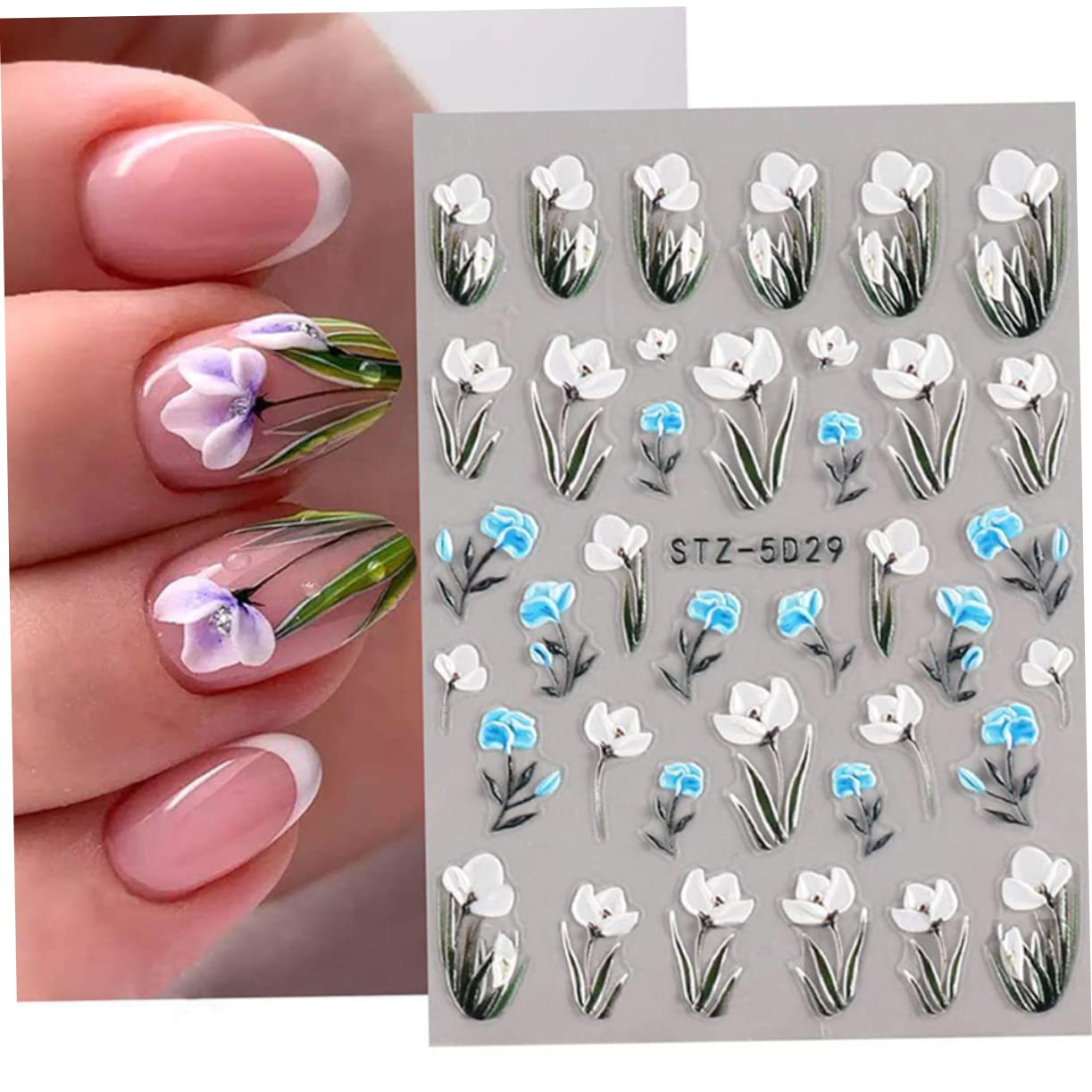 Healeved 30fogli Adesivi Per Unghie Floreali Rilievo Decorazioni Per Nail Art Facili Da Applicare Per Uso Professionale e Fai Da Te Perfetti Per Smartphone e Scrapbooking
