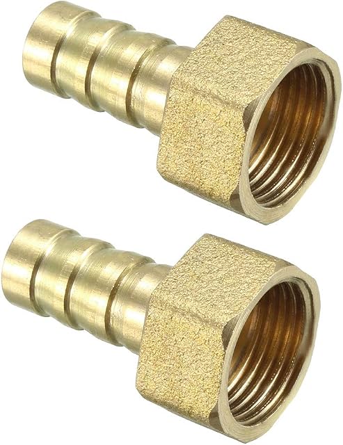 sourcing map Brass Barb Hose Fitting Connector Adapter 10mm Barbed x 3/8 PT Female Pipe 2pcs