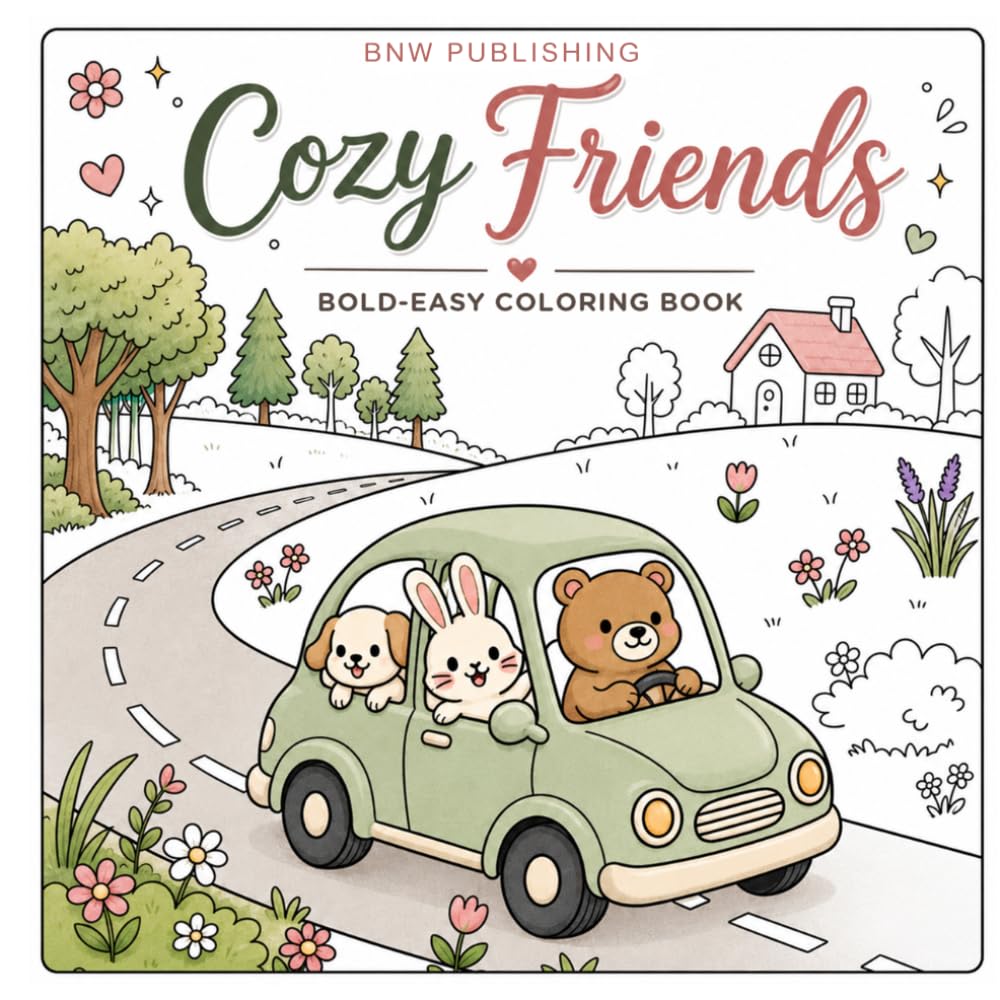 Cozy Friends: Animal Coloring Book For Adults and Teens,: Filled with Cozy Hygge Moments for Relaxation and Stress Relief