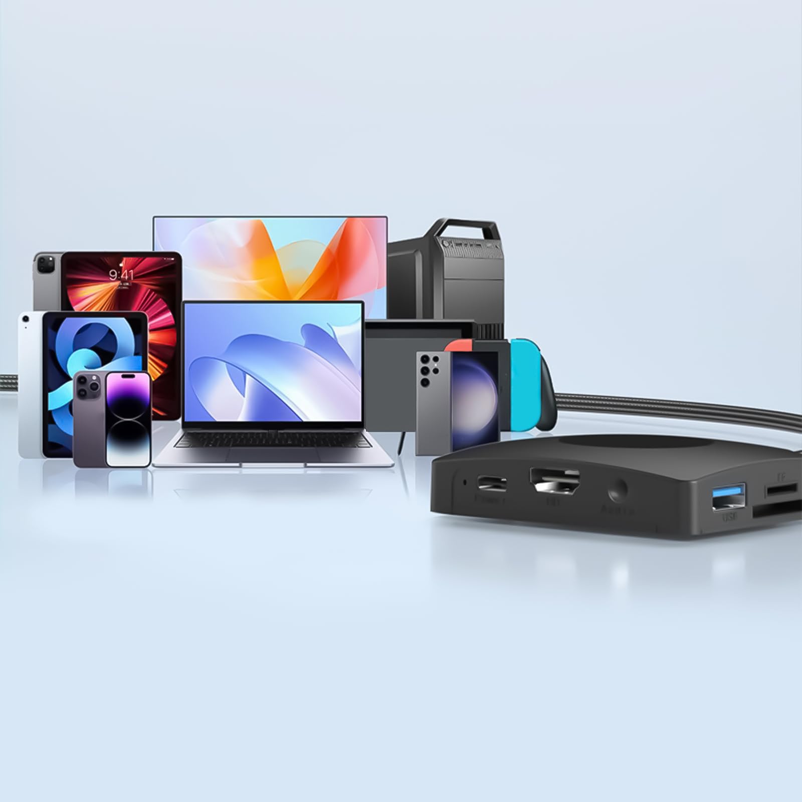 Hub USB C Dock Dongle con 2 porte USB 3.0 4K 1080p 60Hz Splitter HDTV 100W PD3.0 per PC/Laptop Dock di trasferimento dati
