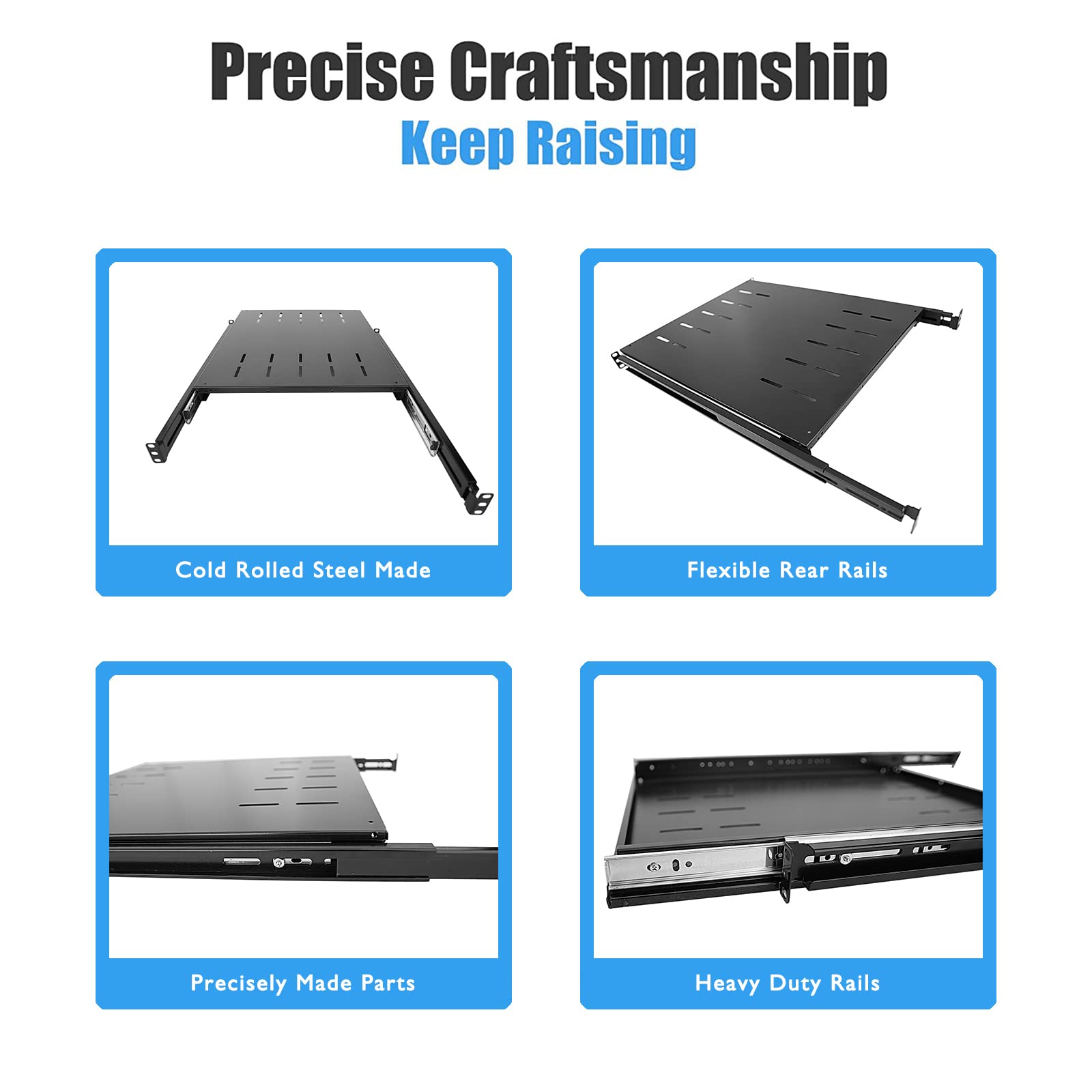 Fest Rack Server Shelf 1U 19 'Sliding' 4 Pfosten Rack Mount-Adjustable 24 '' - 32 ''
