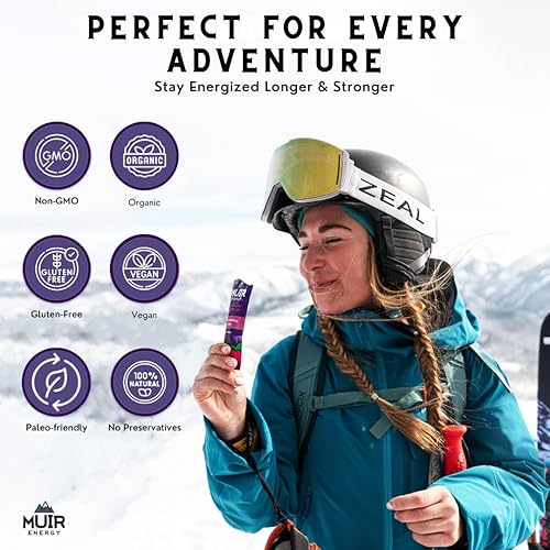 Miniatura 9 de MUIR Cacao Almond Gel energético real para alimentos, 10 unidades, gel orgánico vegano paleo sin OMG, sin gluten, combustión lenta, energía limpia