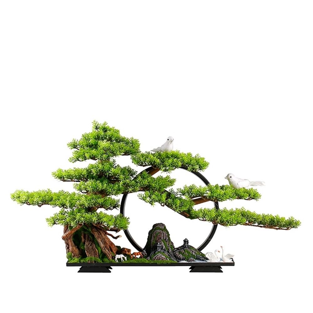 HCZKIUJY Bonsai Artificial Bonsai Tree With Lights Circle Office Entrance Creative Decoration Bonsai Fake Tree Plant