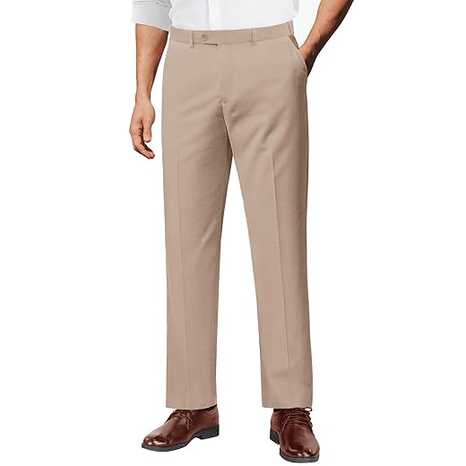 COOFANDY Calça social masculina de linho, ajuste clássico, leve, sem rugas, casual