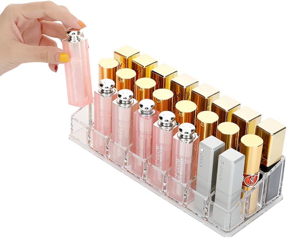 Sooyee 24 Spaces Lip Gloss Holder,Clear Acrylic Lipstick